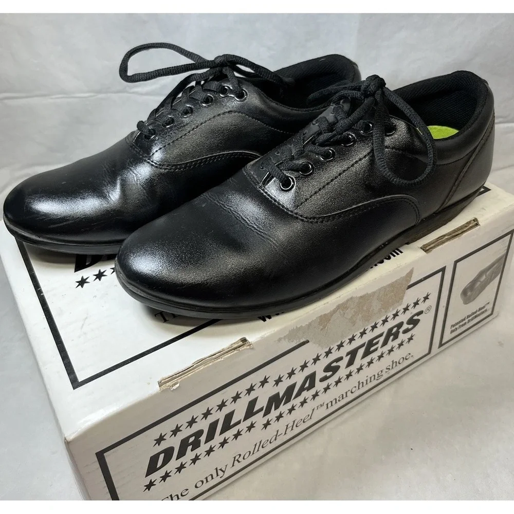 DrillMasters Marching Shoes Mens 8 Womens 10 Lace Up Sneaker Black Faux Leather - Picture 1 of 8